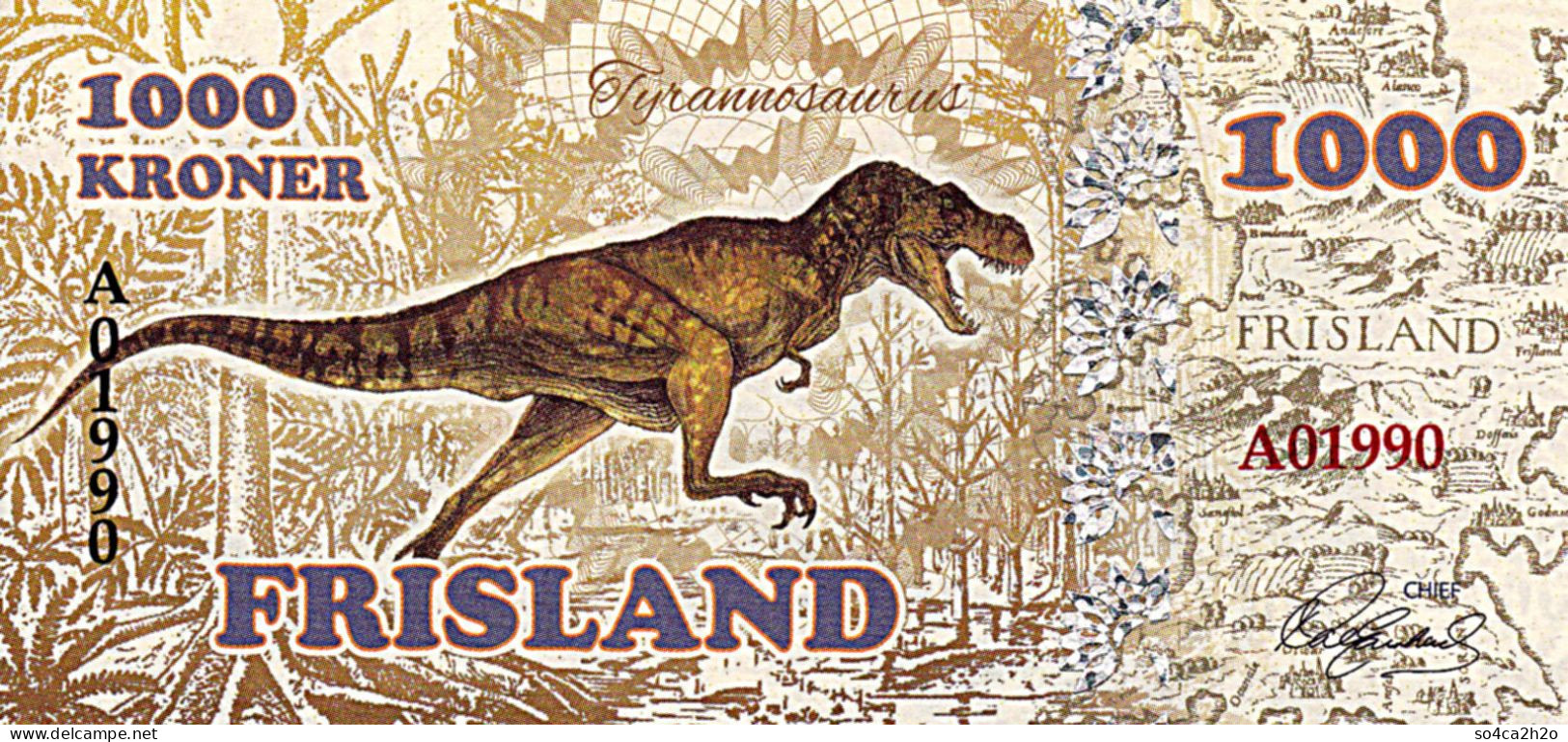 FRISLAND  1000 Kroner 2016  Le Tyrannosaurus SPECIMEN  UNC - Ficción & Especímenes