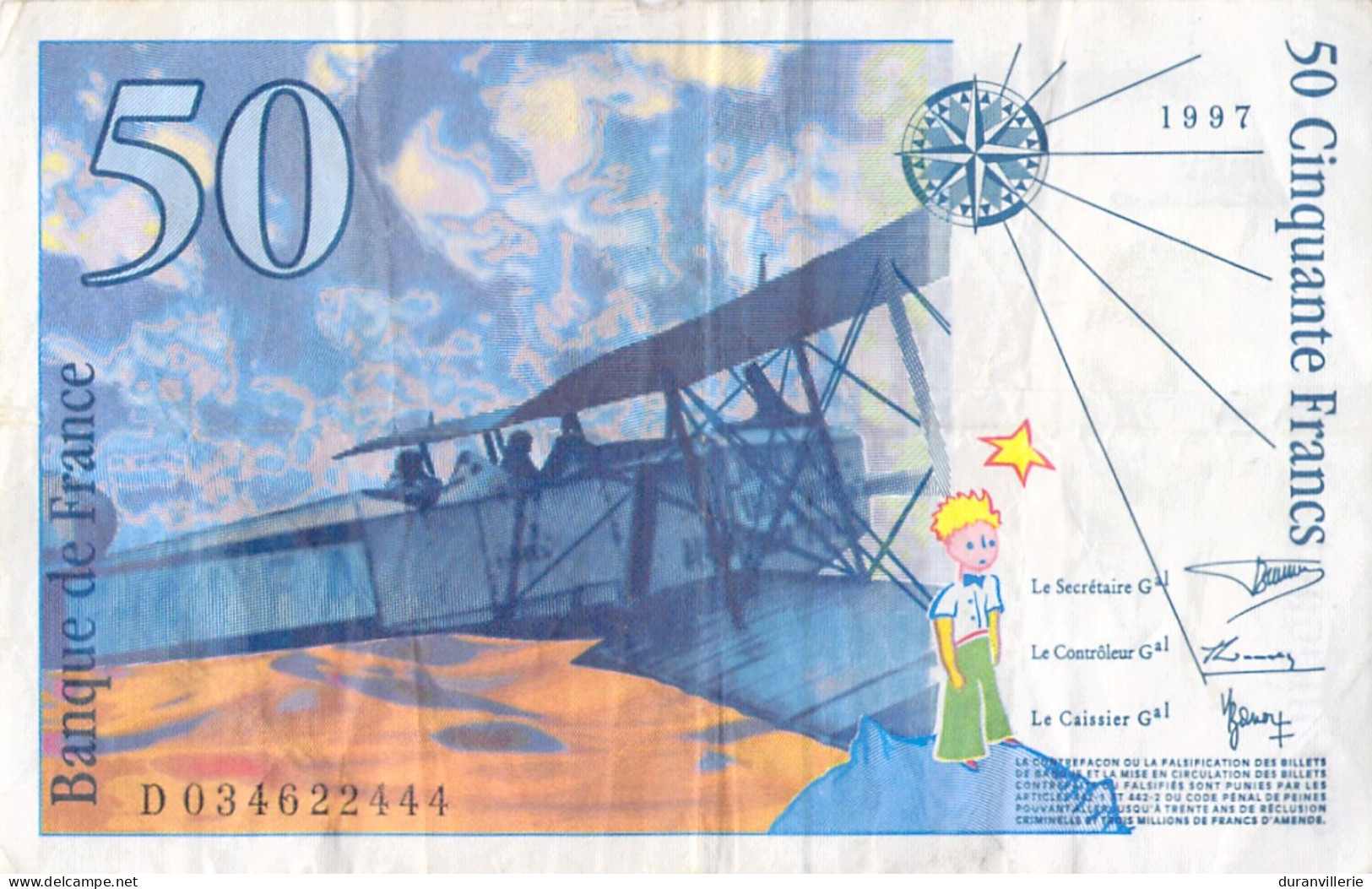 France, 50 FRANCS SAINT EXUPERY - 1997 - D 034622444 TB - 50 F 1992-1999 ''St Exupéry''