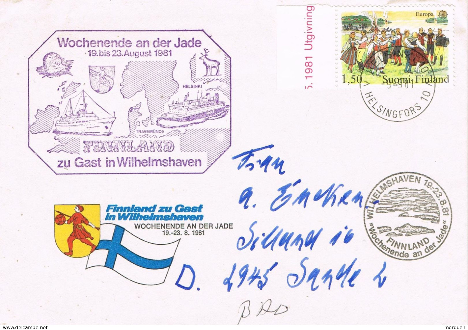 50046.  Carta WILHELMSHAVEN (Finland) 1981. Ship, Barco . Wochenende An Der JADE - Covers & Documents