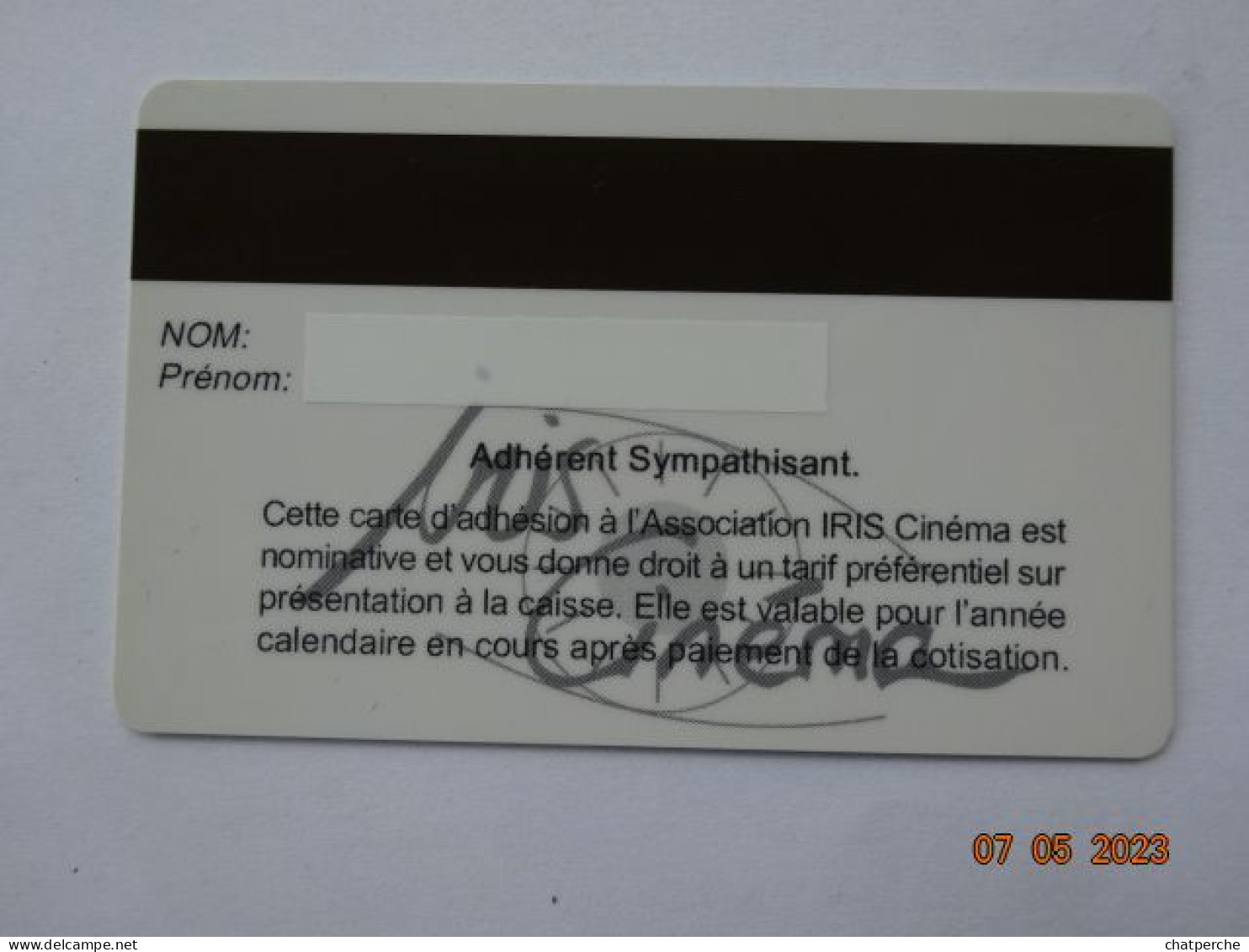 CINECARTE CARTE CINEMA CINE CARD BANDE MAGNETIQUE  CINEMA IRIS CINEMA ADHERENT QUESTEMBERT 52 QUESTEMBERT - Bioscoopkaarten
