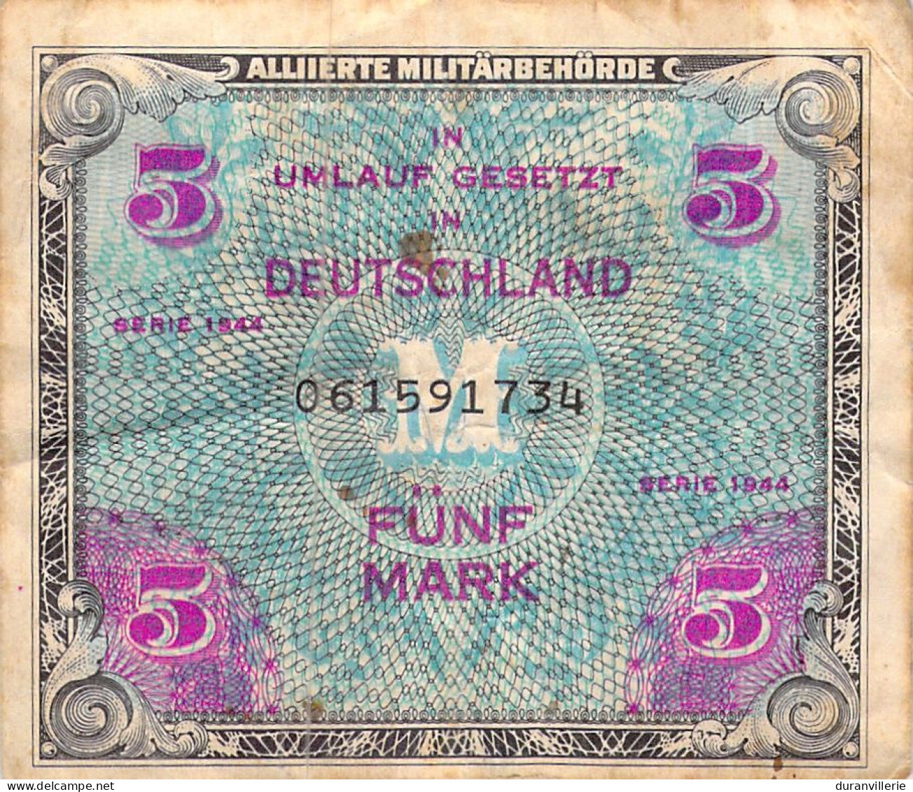 Billet, Allemagne, 5 Mark, 1944, SERIE DE 1944, KM:193a, Tb - 5 Mark