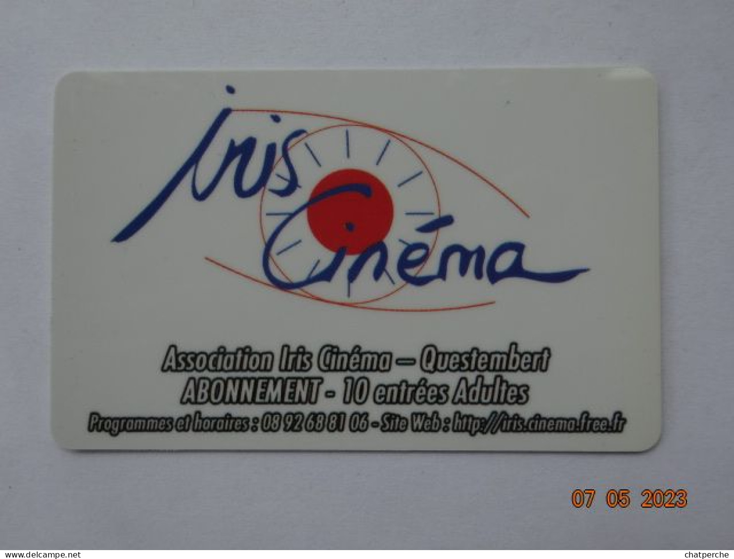 CINECARTE CARTE CINEMA CINE CARD BANDE MAGNETIQUE  CINEMA IRIS CINEMA ABONNEMENT ADULTES QUESTEMBERT 52 QUESTEMBERT - Biglietti Cinema