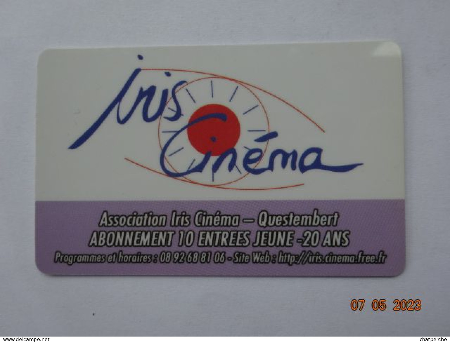CINECARTE CARTE CINEMA CINE CARD BANDE MAGNETIQUE  CINEMA IRIS CINEMA  ABONNEMENT JEUNES  QUESTEMBERT 52 QUESTEMBERT - Movie Cards