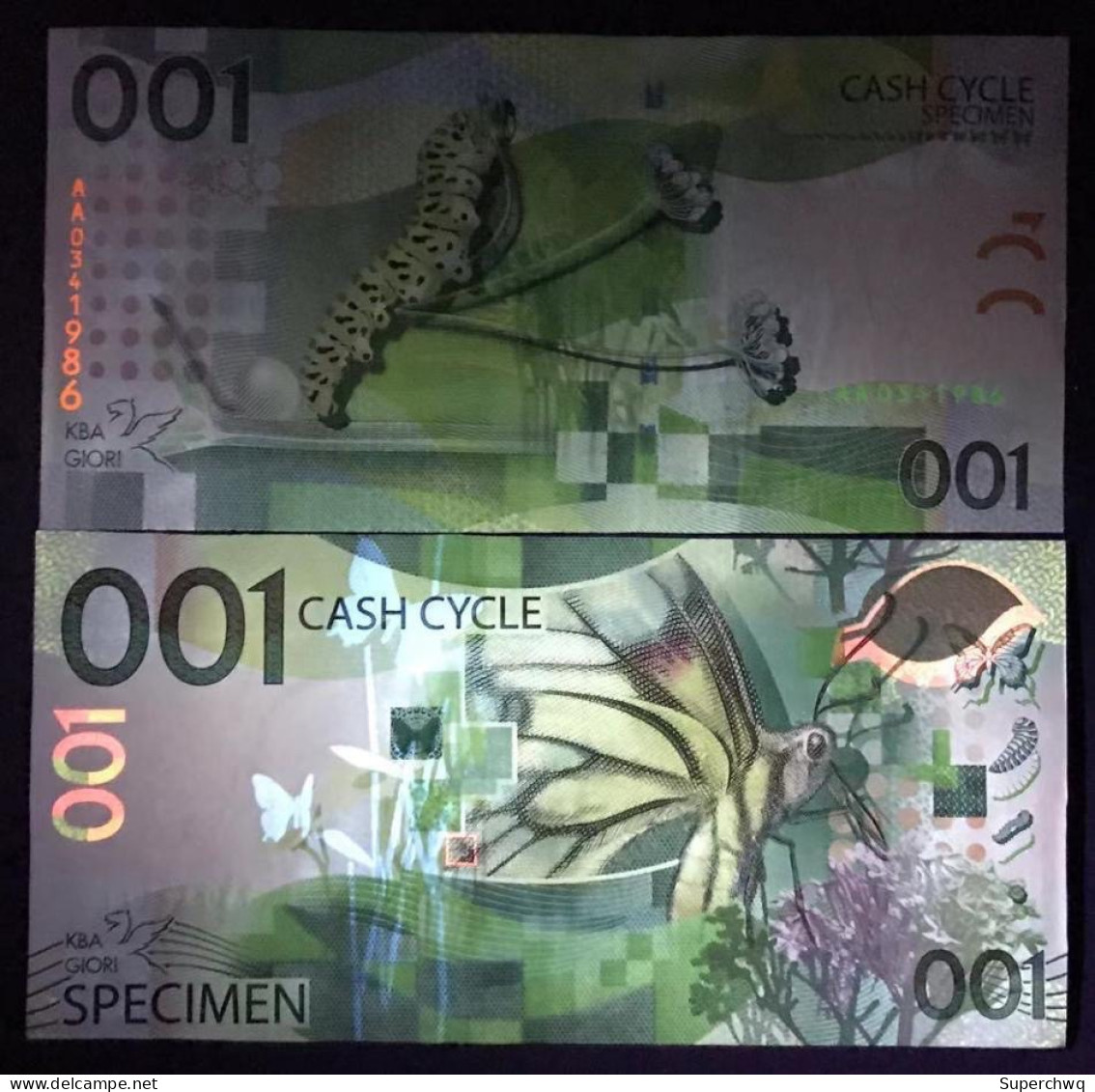 Banknote Collection，Swiss Gobao KBA NotaSys Butterfly Transformation Banknote Edition Commemorative Voucher Exquisitely - Qatar