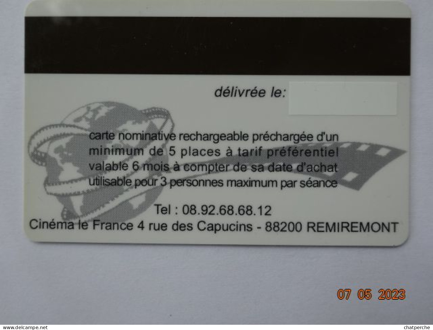 CINECARTE CARTE CINEMA CINE CARD BANDE MAGNETIQUE  CINEMA LE FRANCE REMIREMONT 88 VOSGES  CARTE PRIVILEGE - Movie Cards