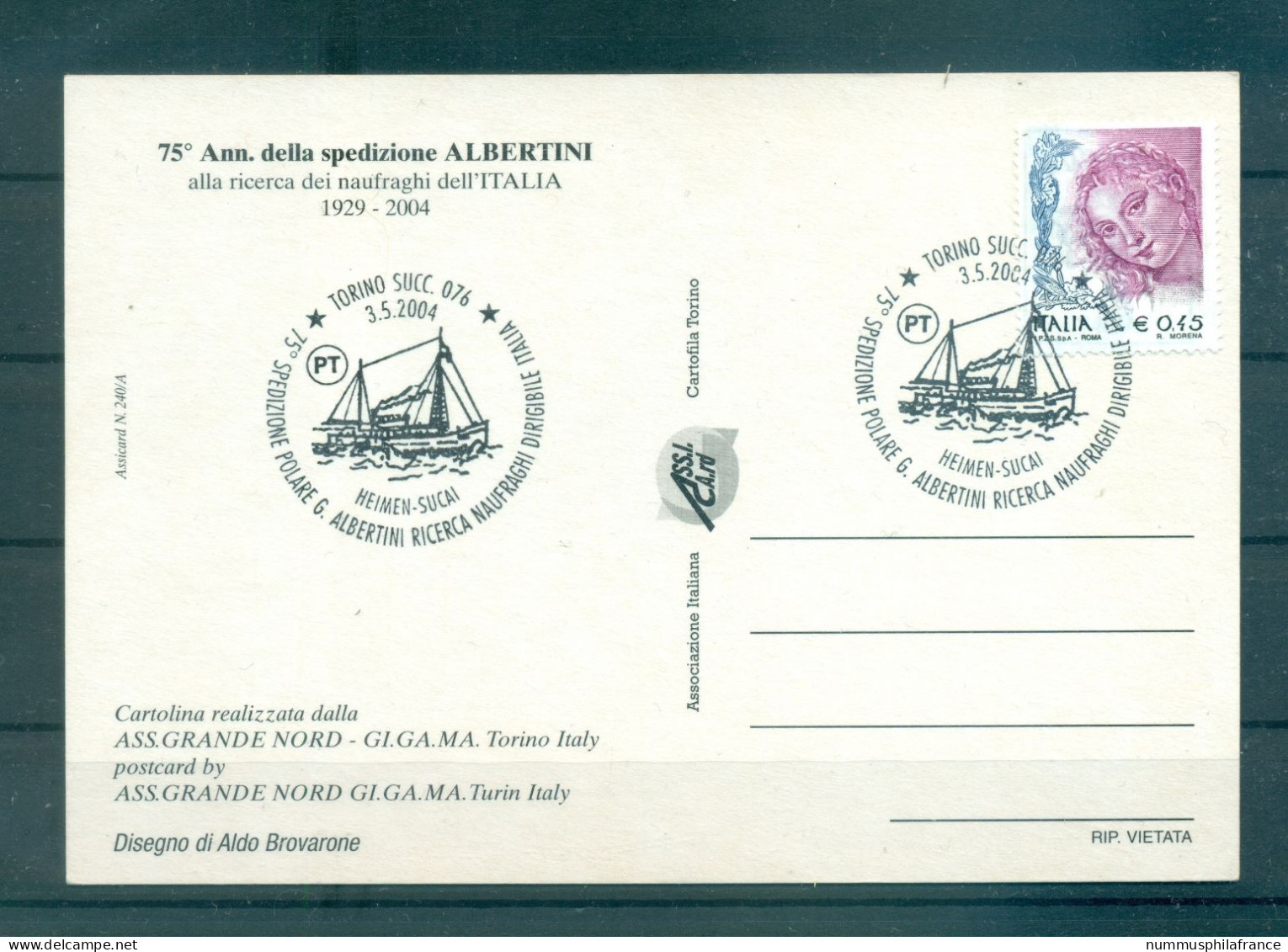 Italie 2004 - Carte Postale  75eme Anniversaire Expédition Albertini - Arctische Expedities