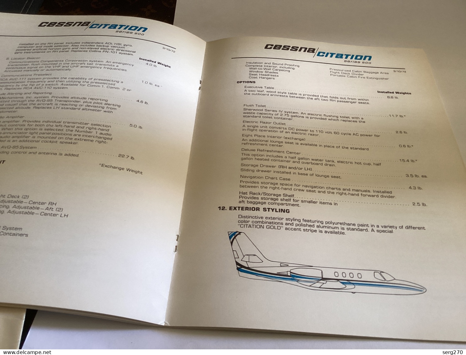 Avion aviation CESSNA  citation series 500SPECIFICATION AND DESCRIPTION