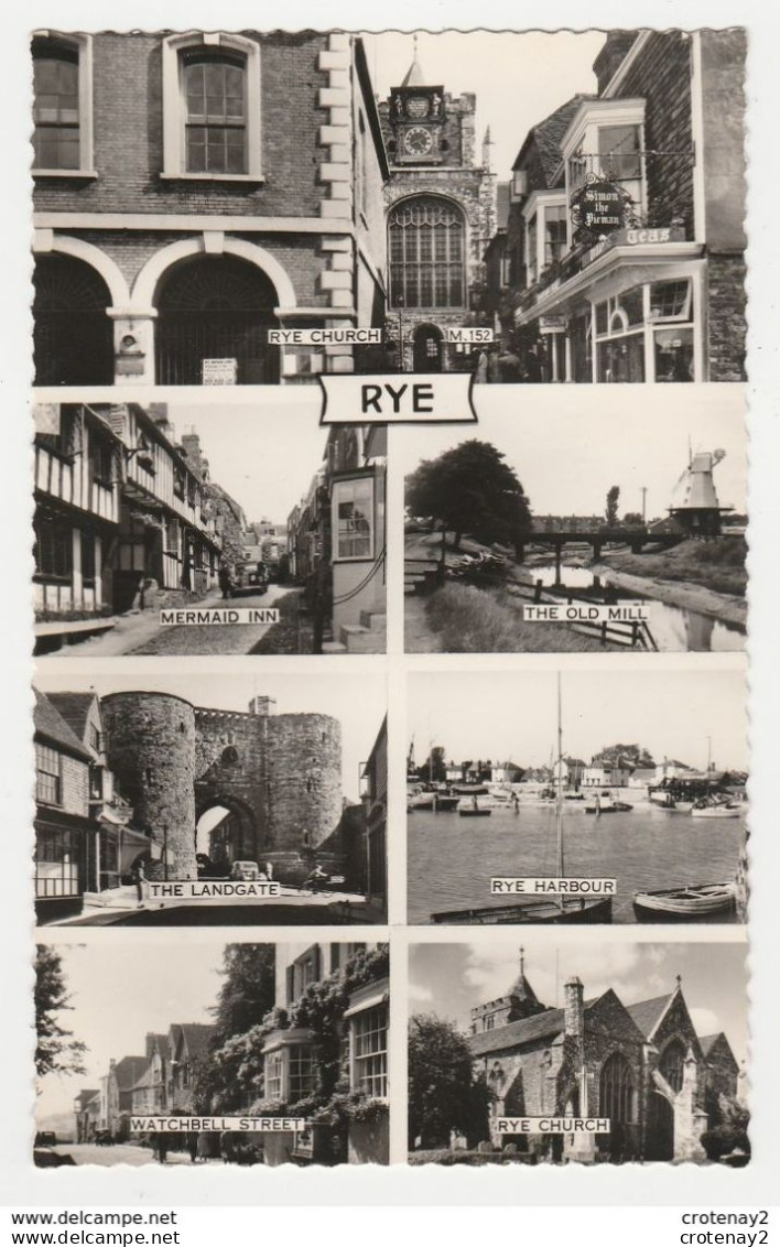 RU Sussex RYE En 7 Vues Cars Old Mill Moulin Enseigne Simon The Pieman Teas Table D'Hôte VOIR DOS - Rye