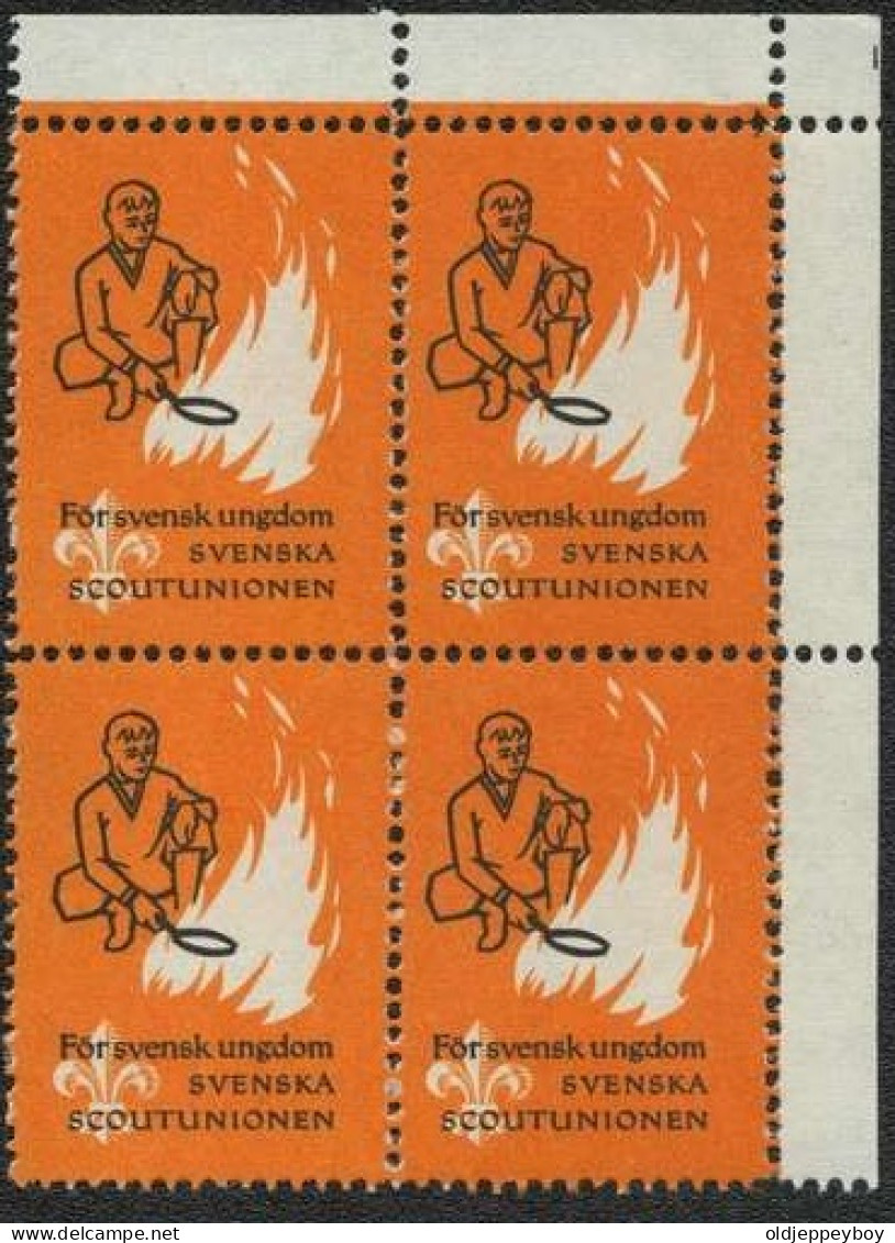 MNH** BLOCK OF 4 JAMBOREE SVENSKA Sweden Scoutunionen Boy Scouts Scoutism Jamboree Powell Pfadfinder CINDERELLA SCOUTING - Ongebruikt