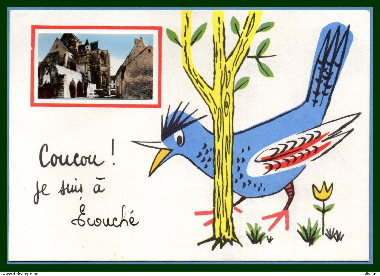 CPSM 61 Coucou Je Suis à Ecouché écrite 1970 Oiseau - Ecouche
