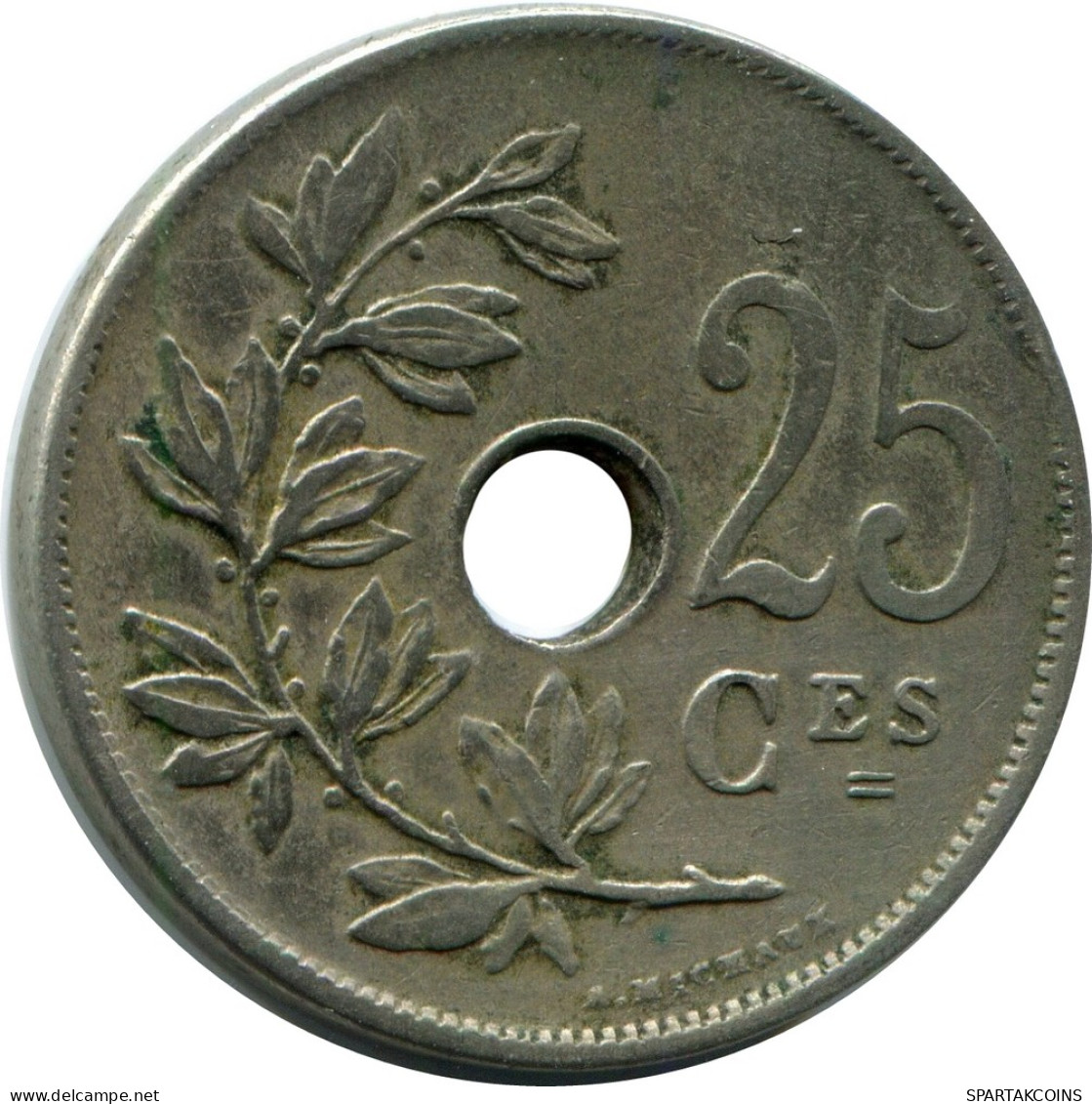 25 CENTIMES 1913 FRENCH Text BÉLGICA BELGIUM Moneda #AW981.E - 25 Cents
