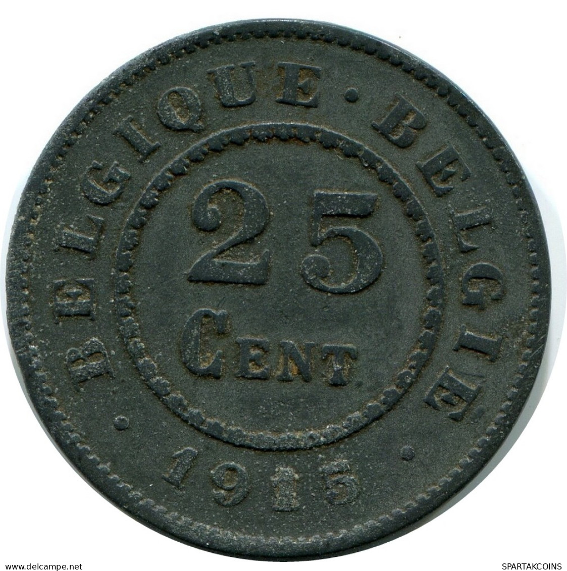 25 CENTIMES 1915 BÉLGICA BELGIUM Moneda #AX368.E - 25 Cents