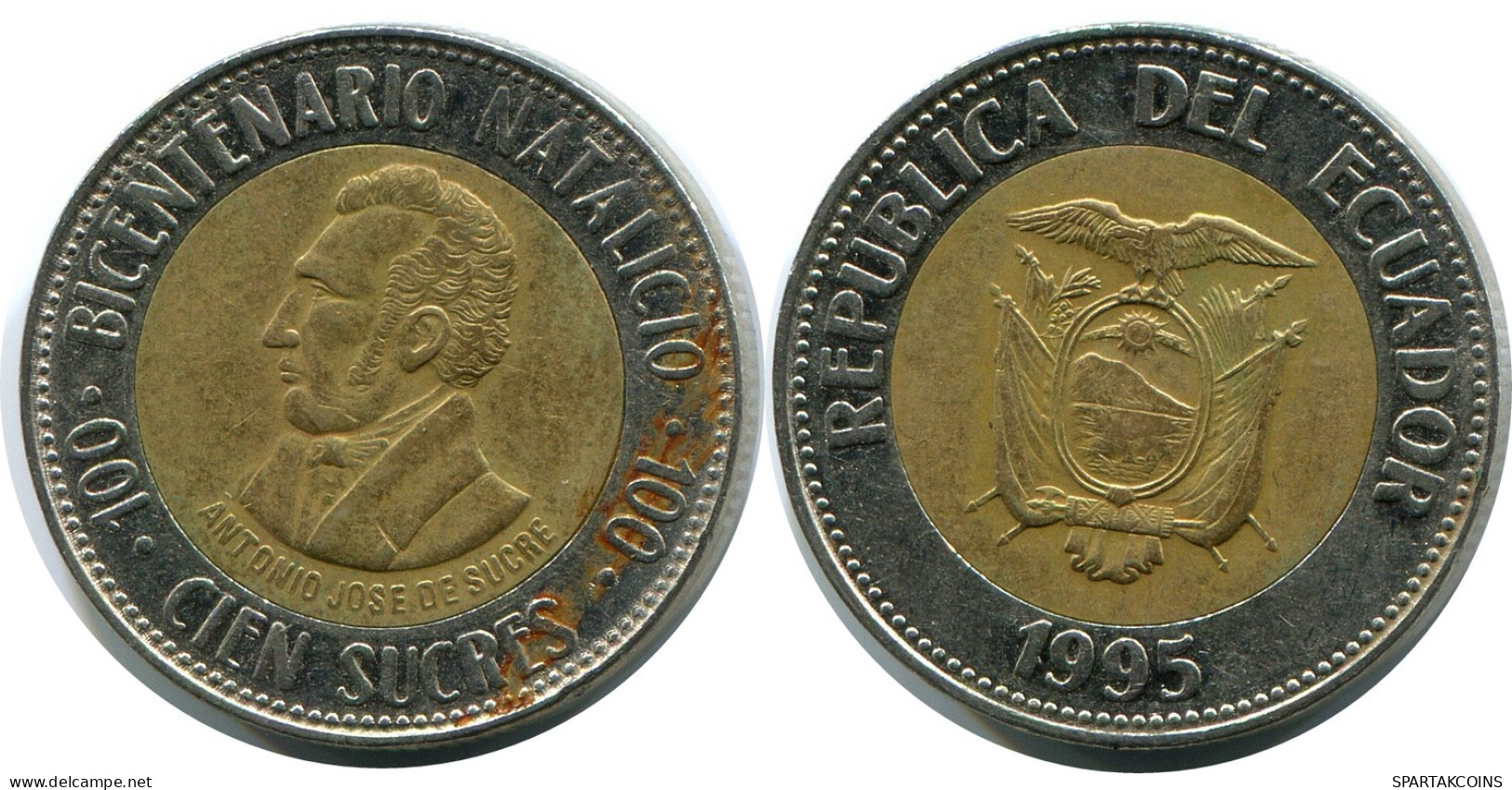100 SUCRES 1995 ECUADOR BIMETALLIC Moneda #AR946.E - Ecuador
