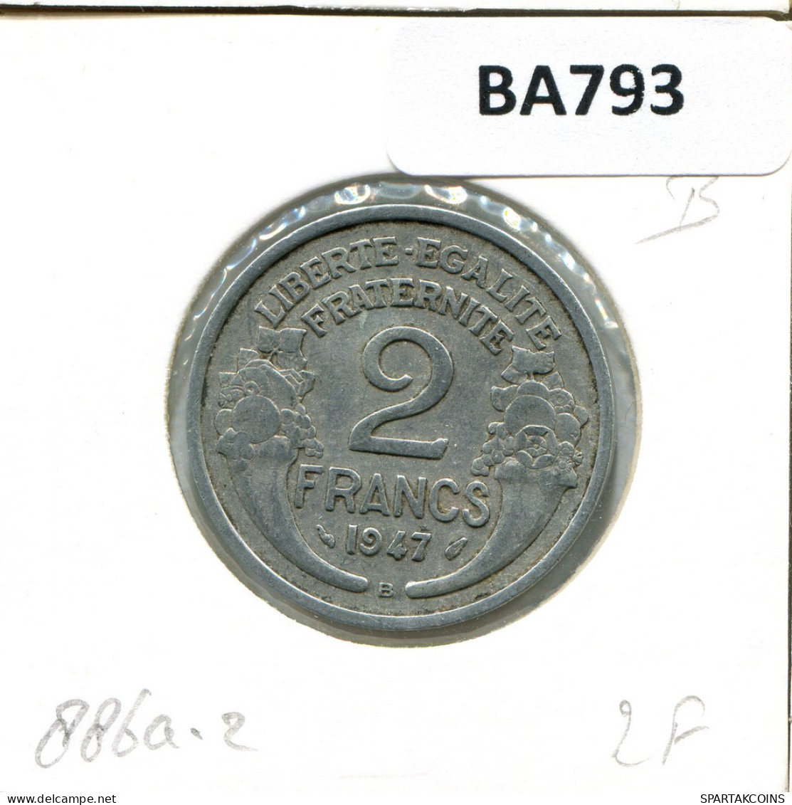 2 FRANCS 1947 B FRANCIA FRANCE Moneda #BA793.E - 2 Francs