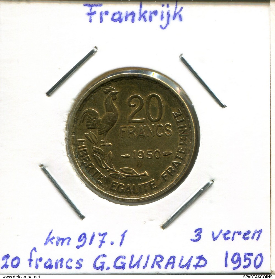 20 FRANCS 1950 FRANCIA FRANCE Moneda #AM432.E - 20 Francs