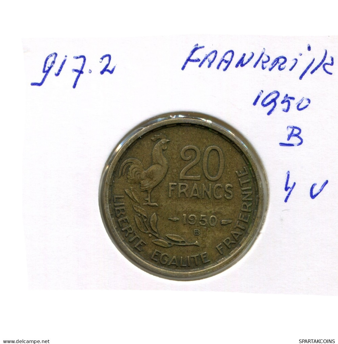 20 FRANCS 1950 B FRANCIA FRANCE Moneda #AN462.E - 20 Francs
