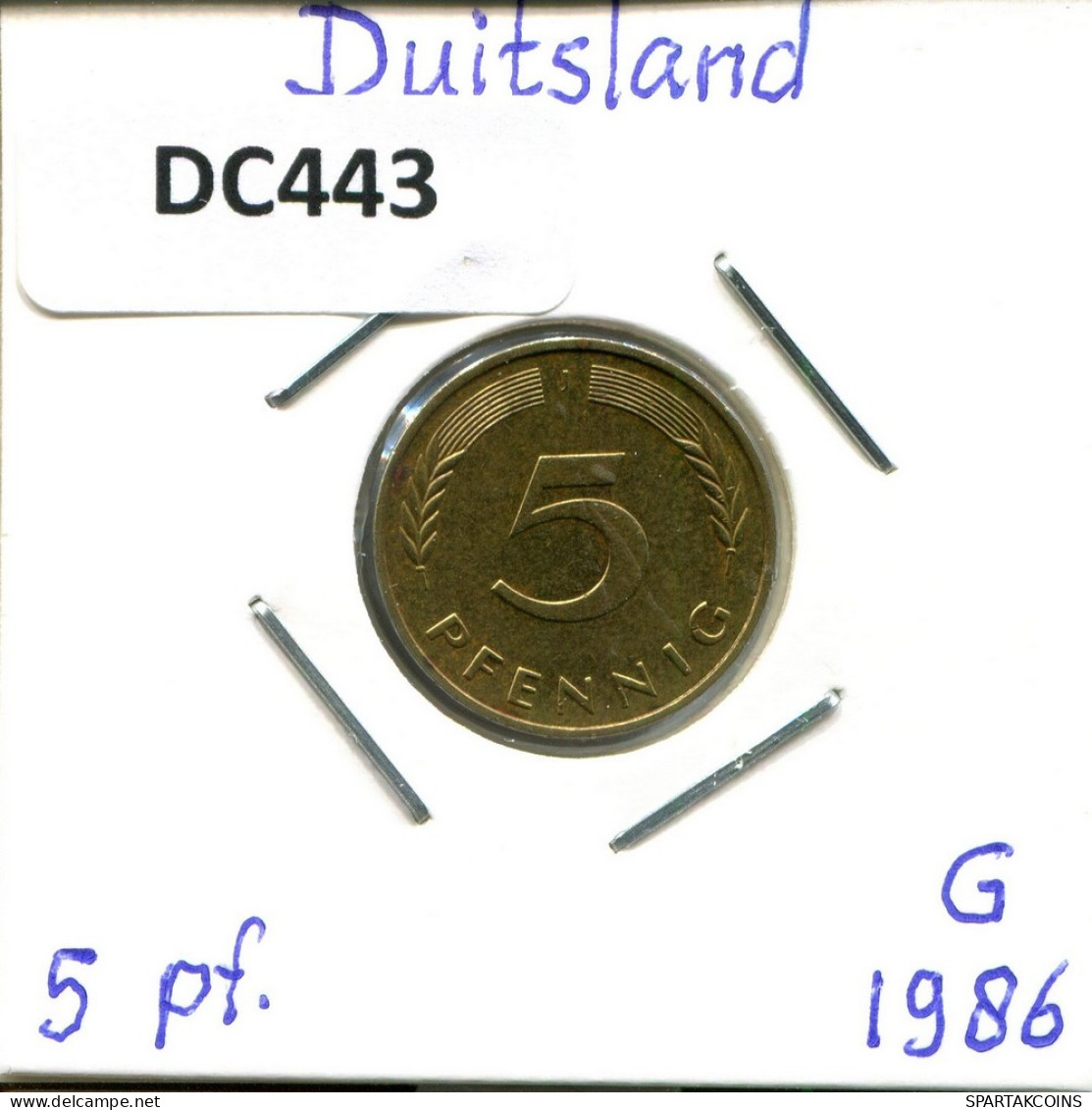 5 PFENNIG 1986 G BRD ALEMANIA Moneda GERMANY #DC443.E - 5 Pfennig