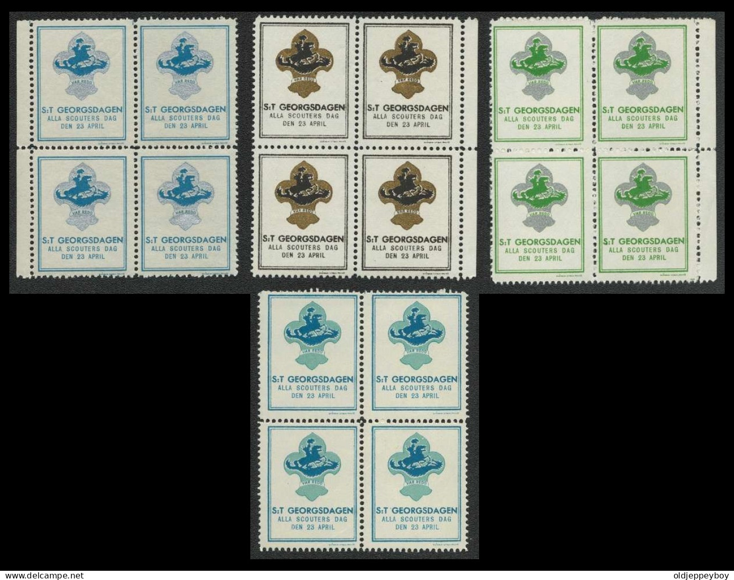 MNH** BLOCKS FULL SET JAMBOREE SVENSKA Sweden Scout-unionen S.T GEORGSDAGEN SCOUTERS DAG Pfadfinder CINDERELLA SCOUTING - Neufs