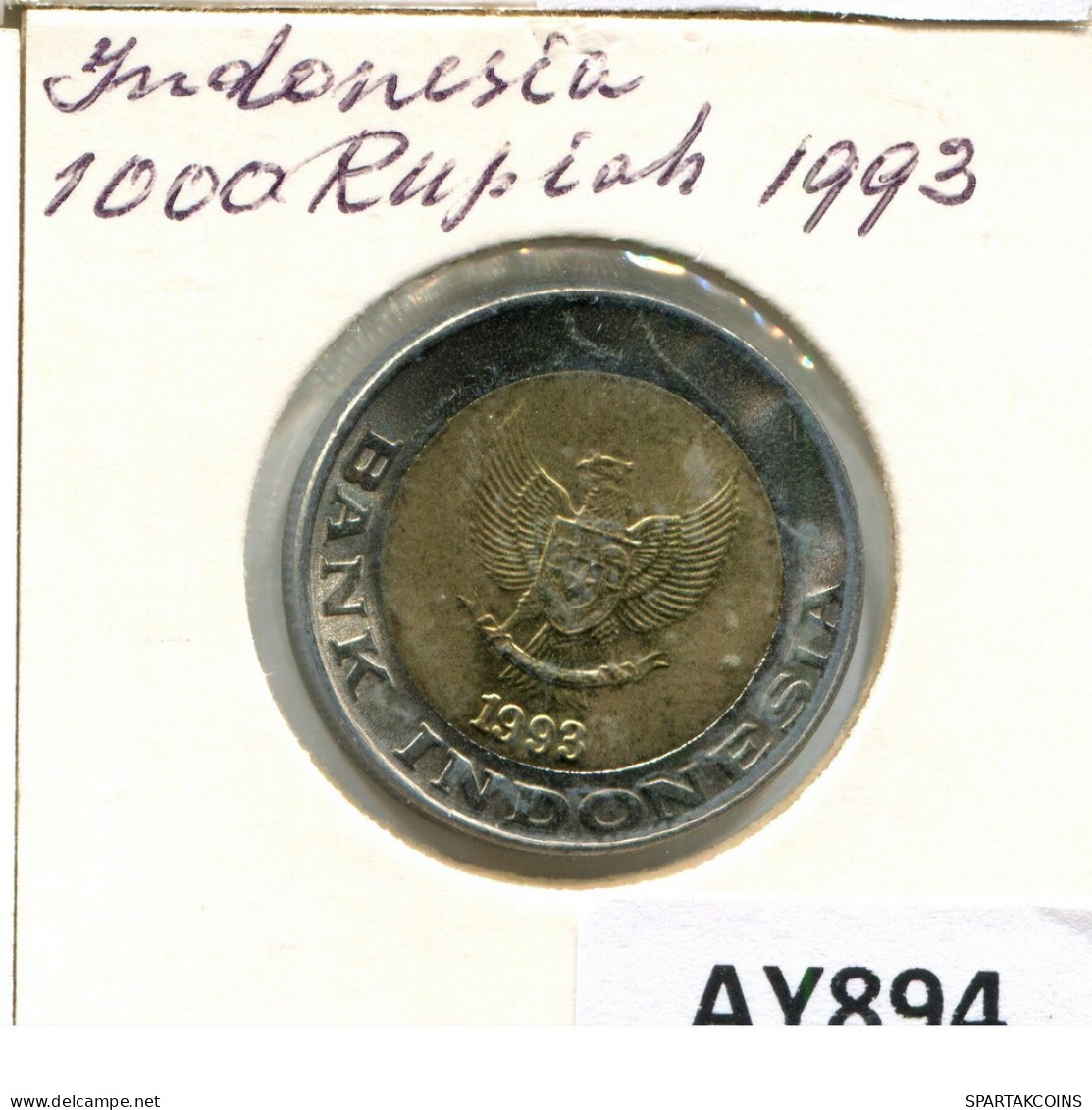 1000 RUPIAH 1993 INDONESIA BIMETALLIC Moneda #AY894.E - Indonésie