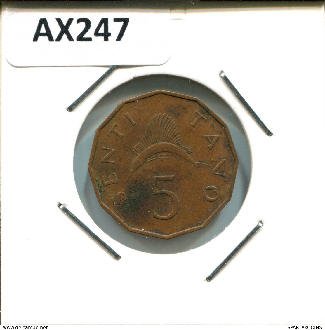 5 SENTI 1972 TANZANIA Moneda #AX247.E - Tanzanía