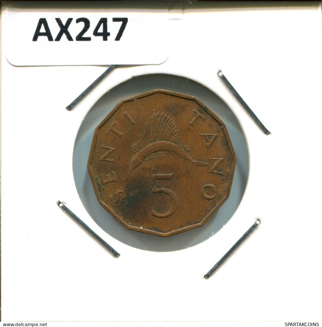 5 SENTI 1972 TANZANIA Moneda #AX247.E - Tanzanie
