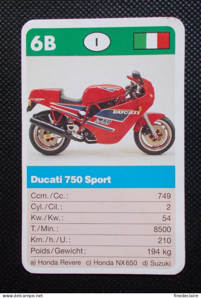 Trading Card - ( 6 X 9,2 Cm ) - Moto - Ducati 750 Sport - N°6B - Auto & Verkehr