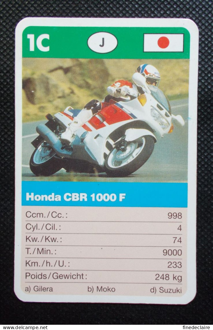 Trading Card - ( 6 X 9,2 Cm ) - Moto - Honda CBR 1000 F - N°1C - Auto & Verkehr