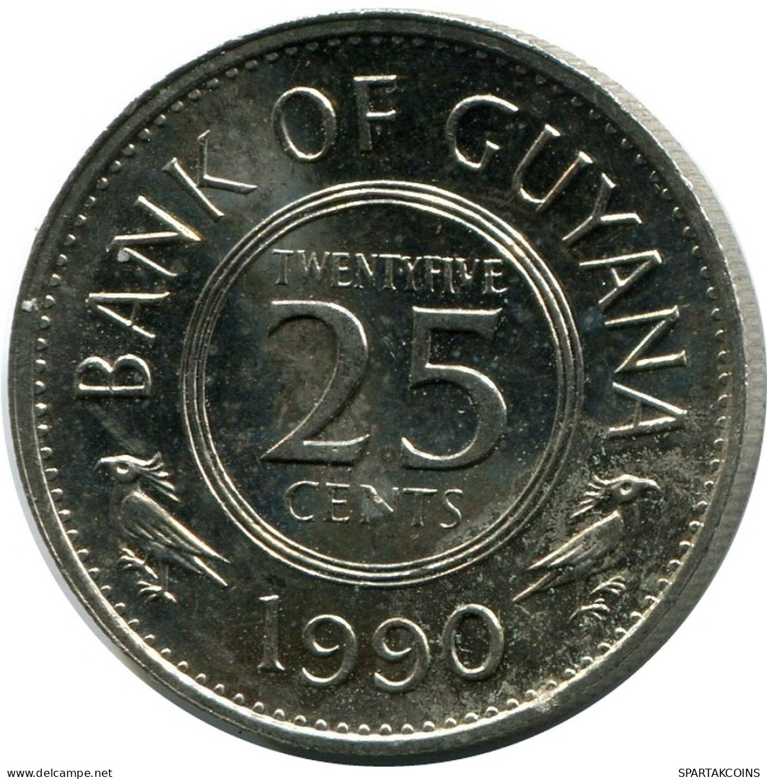 25 CENTS 1990 GUYANA UNC Coin #M10274.U - Guyana