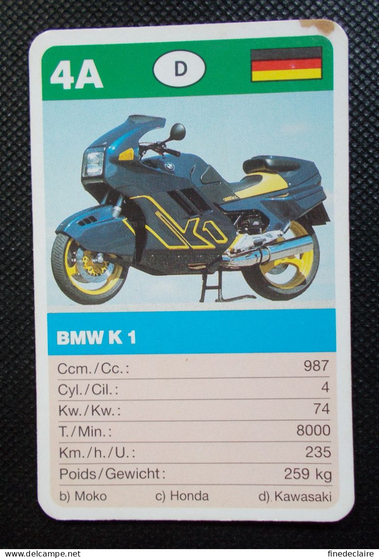 Trading Card - ( 6 X 9,2 Cm ) - Moto - BMW K 1 - N°4A - Moteurs