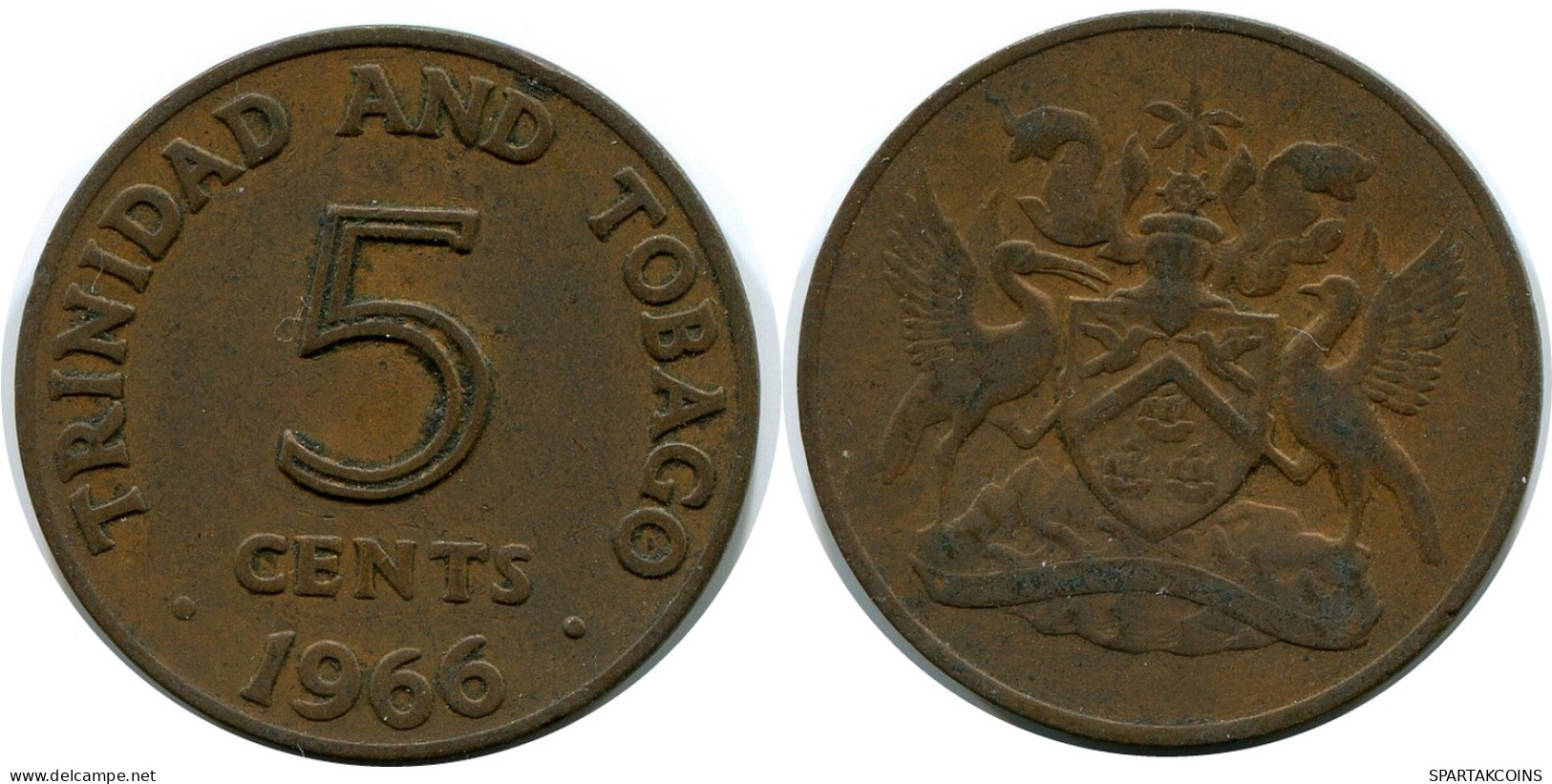 5 CENTS 1966 TRINIDAD & TOBAGO Coin #AR217.U - Trinidad & Tobago