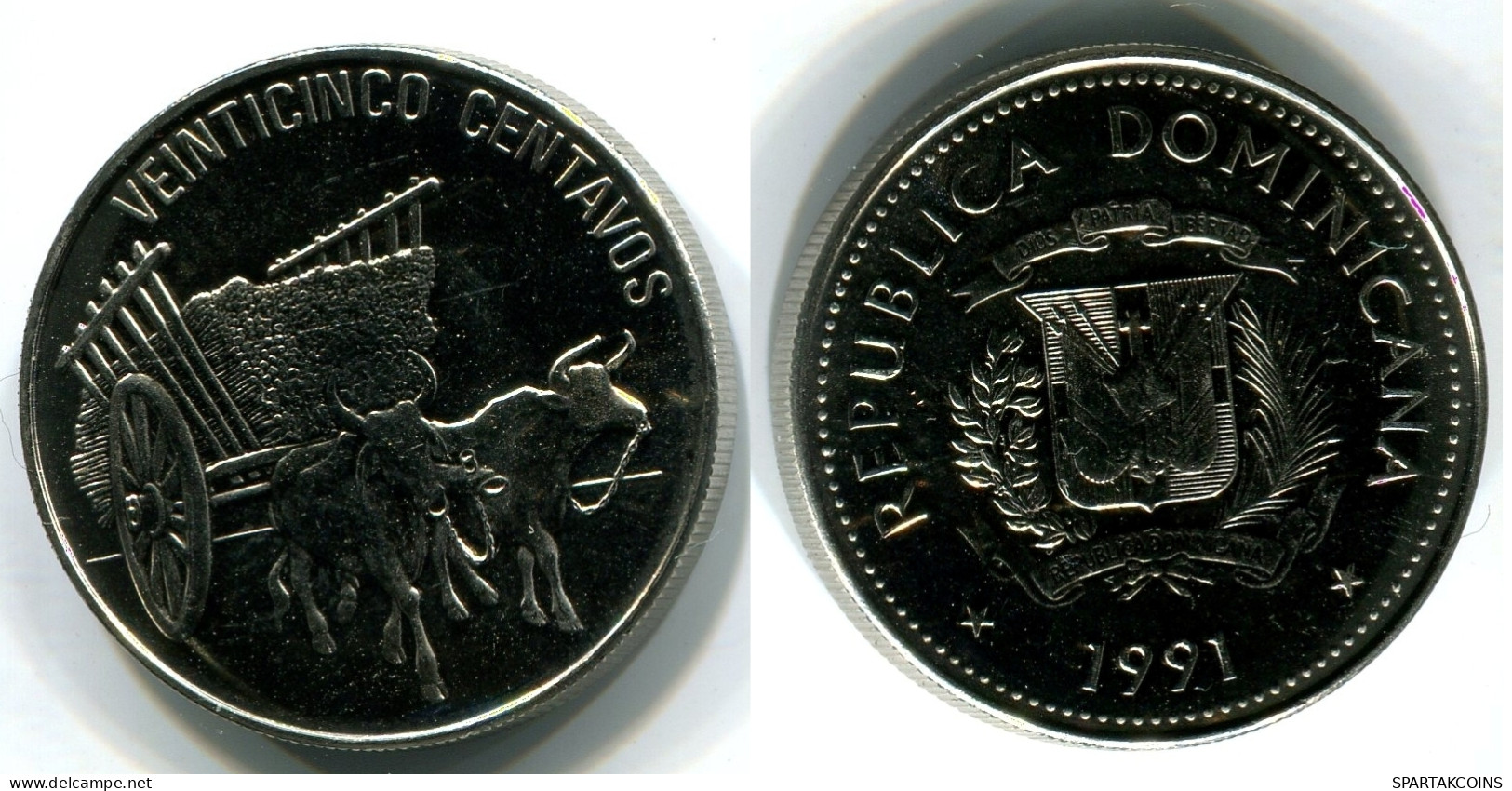 25 CENTAVOS 1991 REPUBLICA DOMINICANA UNC Coin #W10800.U - Dominicaanse Republiek