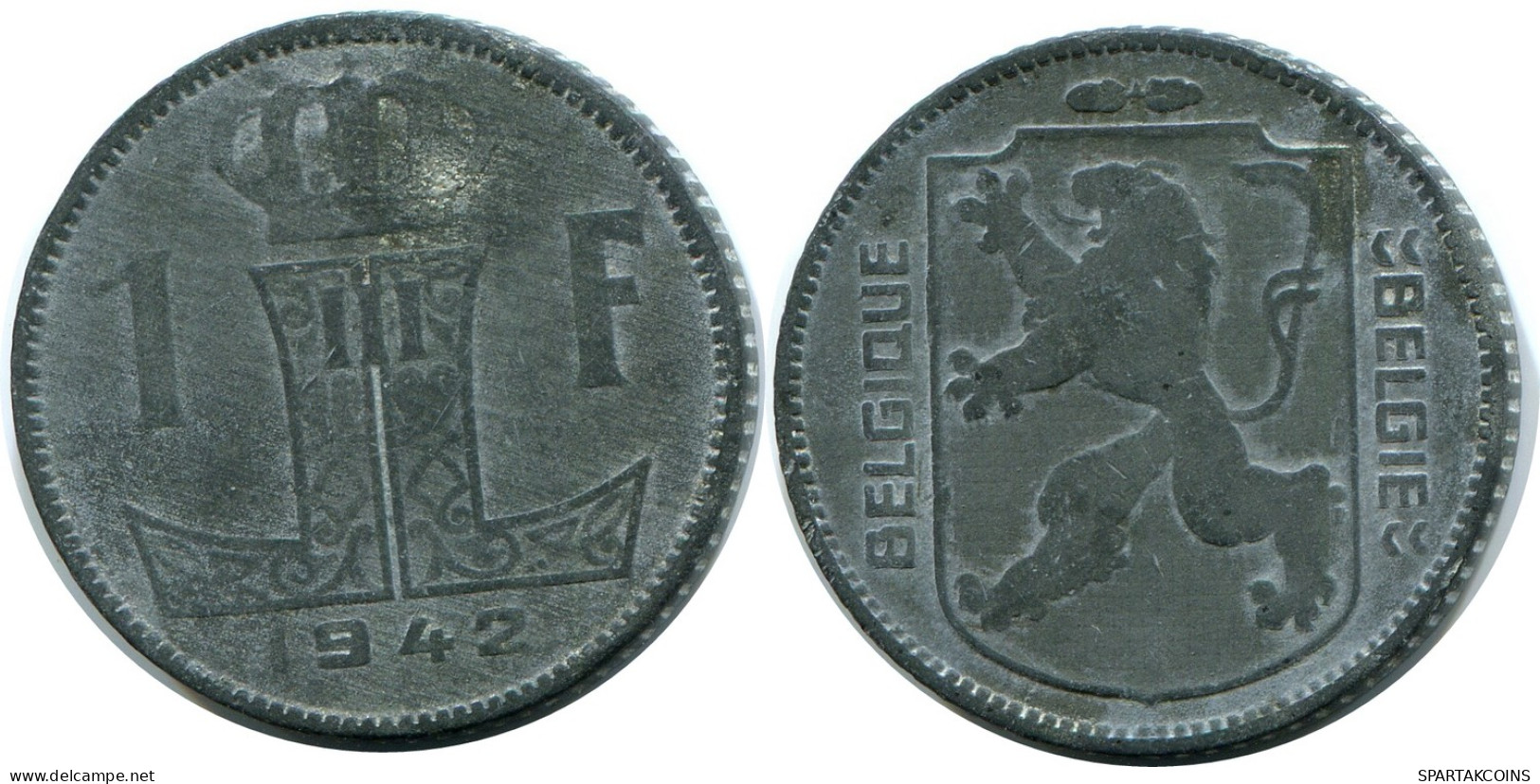 1 FRANC 1942 BELGIQUE-BELGIE BELGIUM Coin #BA708.U - 1 Franc