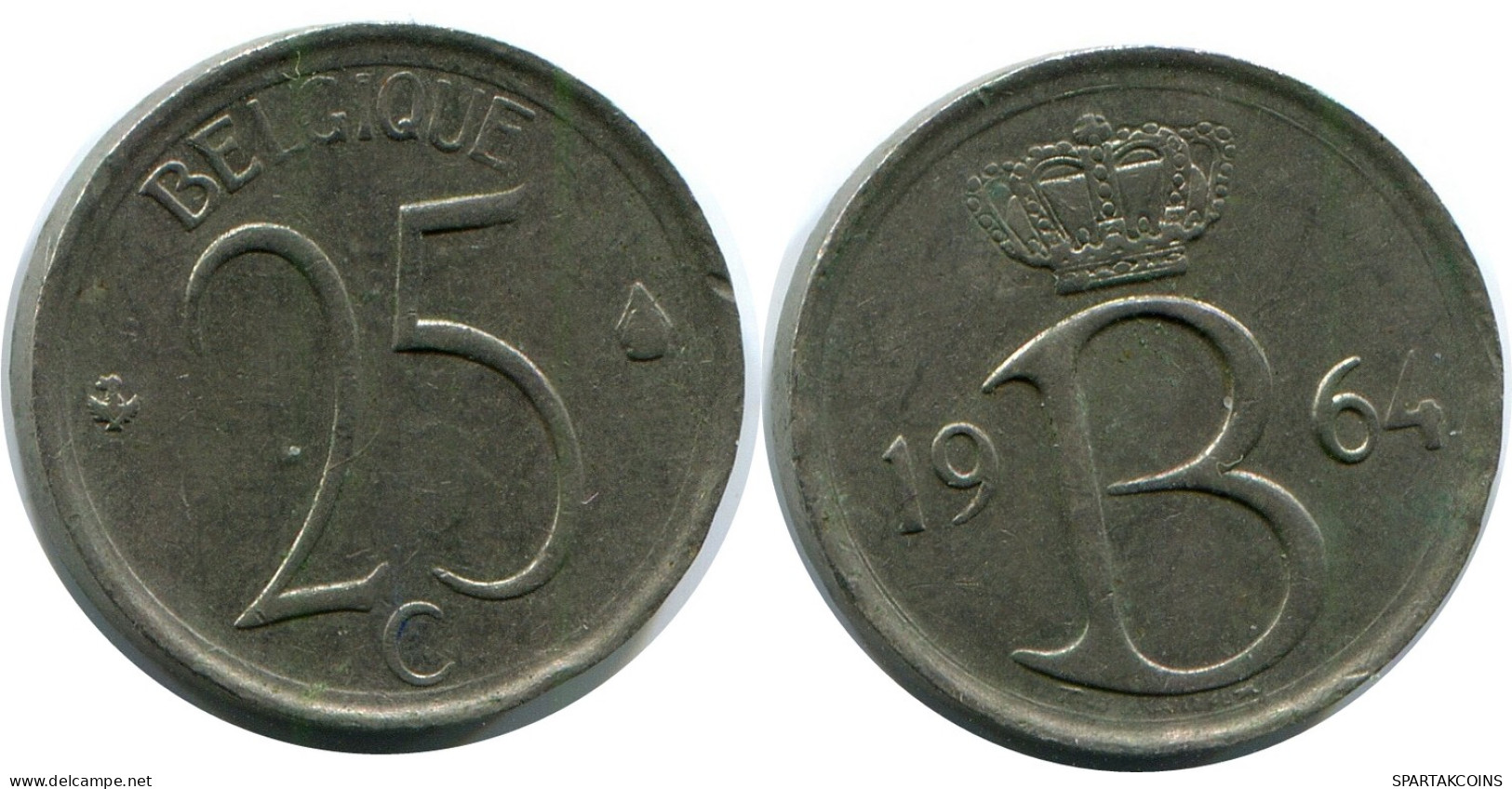 25 CENTIMES 1964 BELGIUM Coin #AH834.1.U - 25 Cent