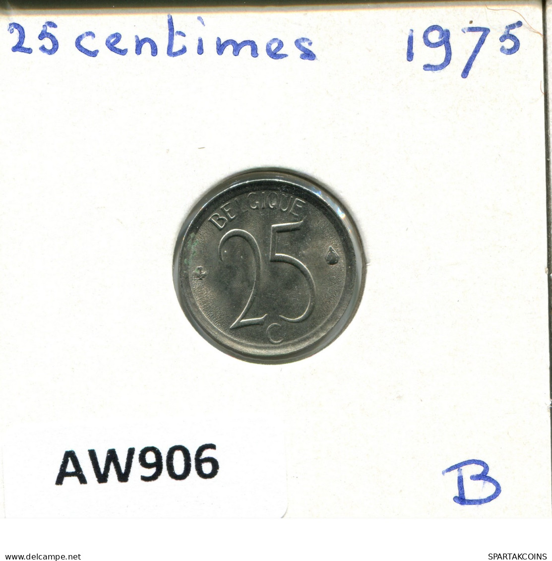 25 CENTIMES 1975 FRENCH Text BELGIUM Coin #AW906.U - 25 Cent