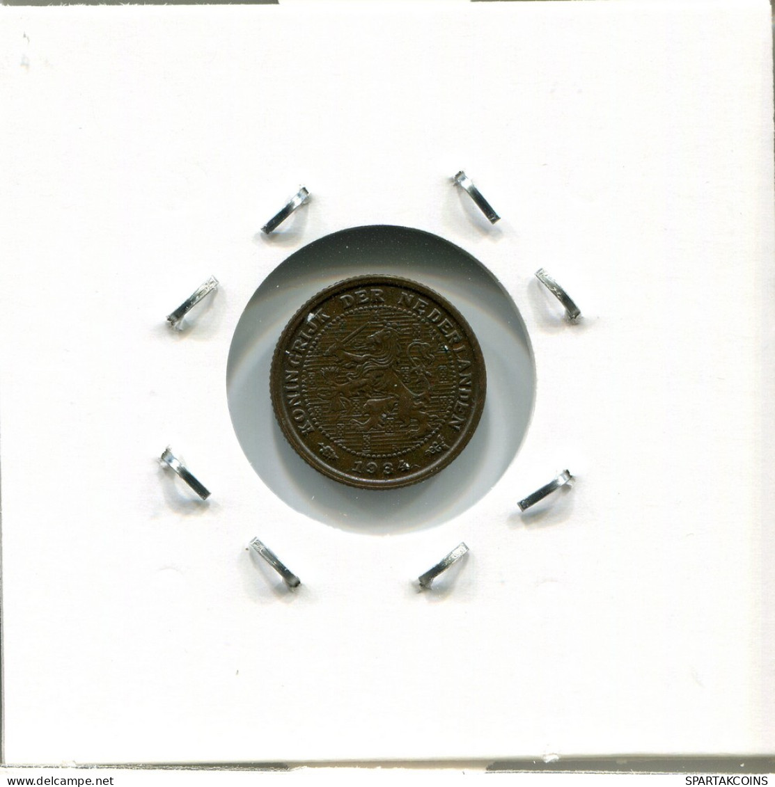 1/2 CENT 1934 NETHERLANDS Coin #AR709.U - 0.5 Centavos