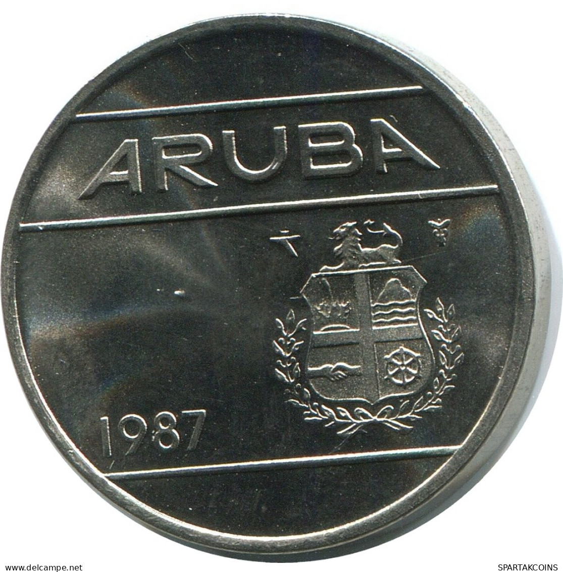 25 CENTS 1987 ARUBA Coin (From BU Mint Set) #AH067.U - Aruba