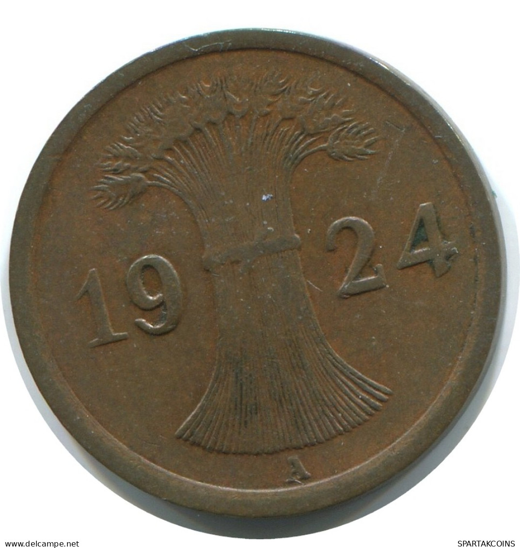 1 REICHSPFENNIG 1924 A GERMANY Coin #AE212.U - 1 Rentenpfennig & 1 Reichspfennig