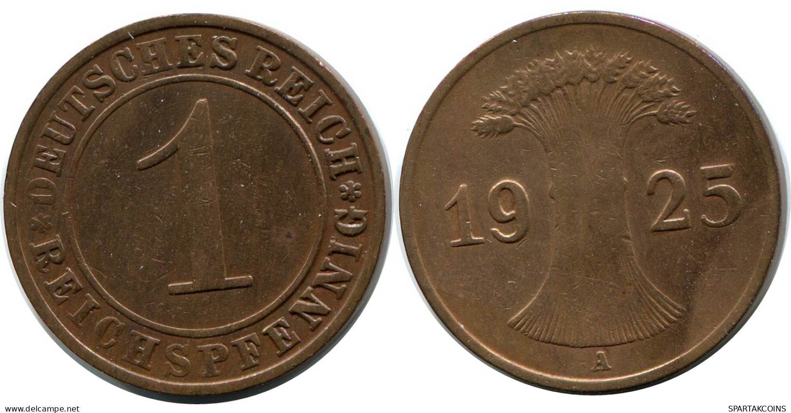 1 REICHSPFENNIG 1925 A GERMANY Coin #DB774.U - 1 Renten- & 1 Reichspfennig