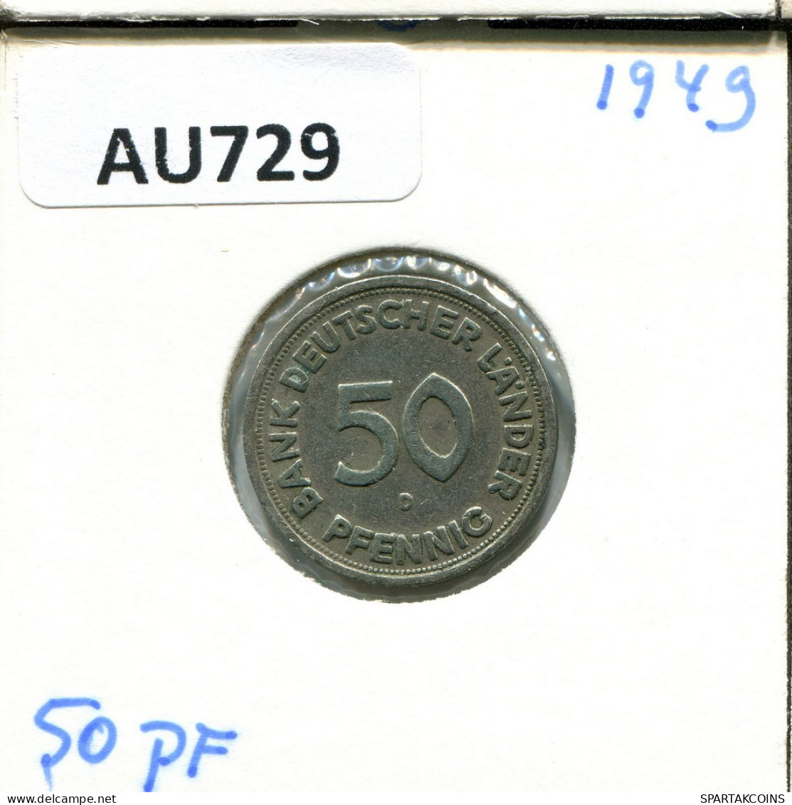 50 PFENNIG 1949 D WEST & UNIFIED GERMANY Coin #AU729.U - 50 Pfennig