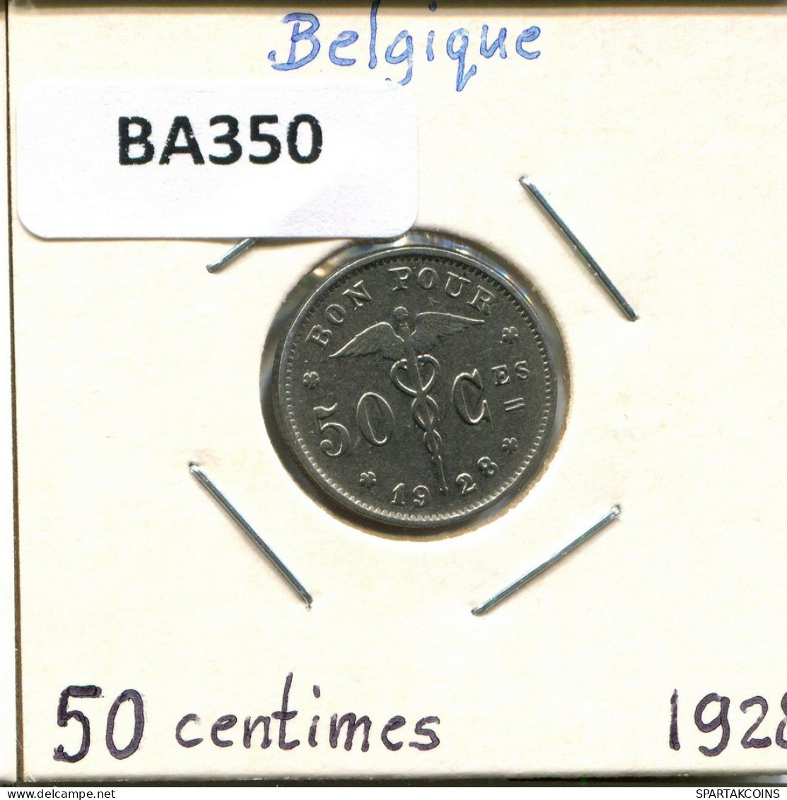 50 CENTIMES 1928 Französisch Text BELGIEN BELGIUM Münze #BA350.D - 50 Cents