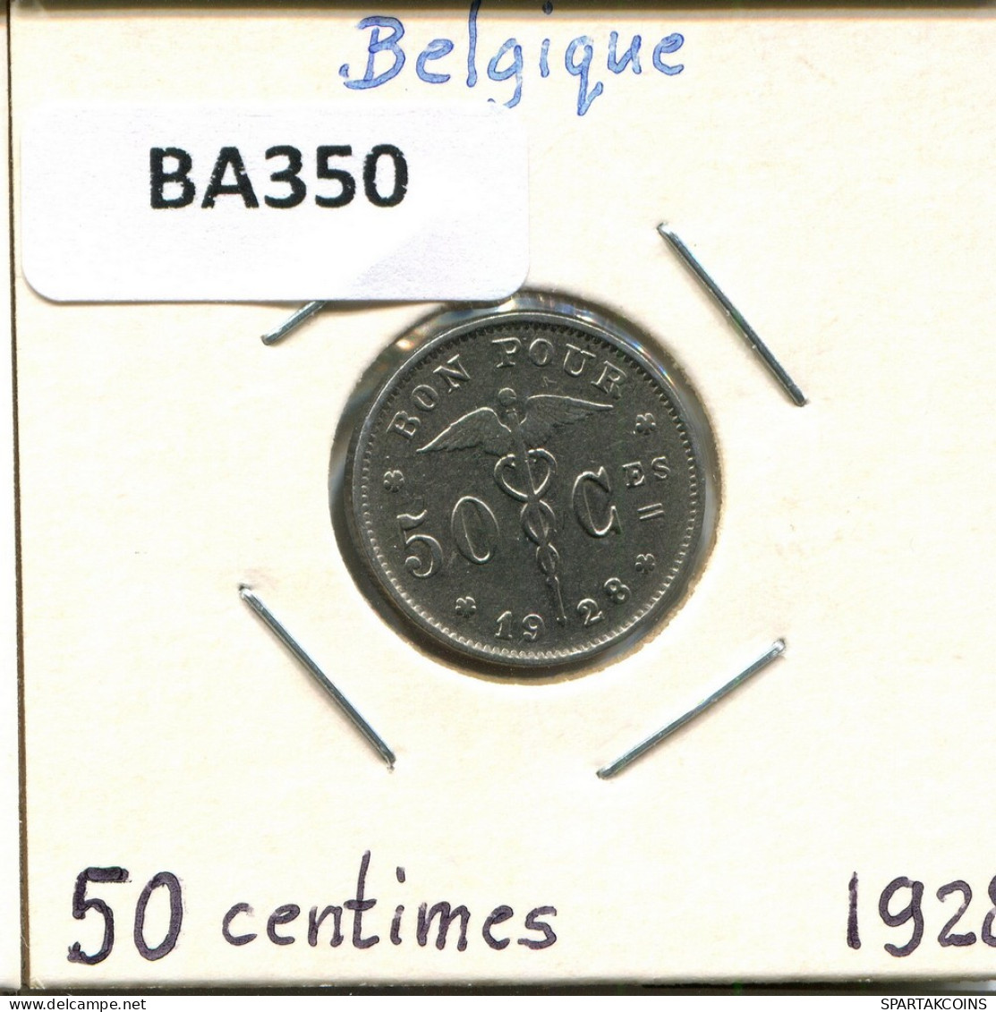 50 CENTIMES 1928 Französisch Text BELGIEN BELGIUM Münze #BA350.D - 50 Cent