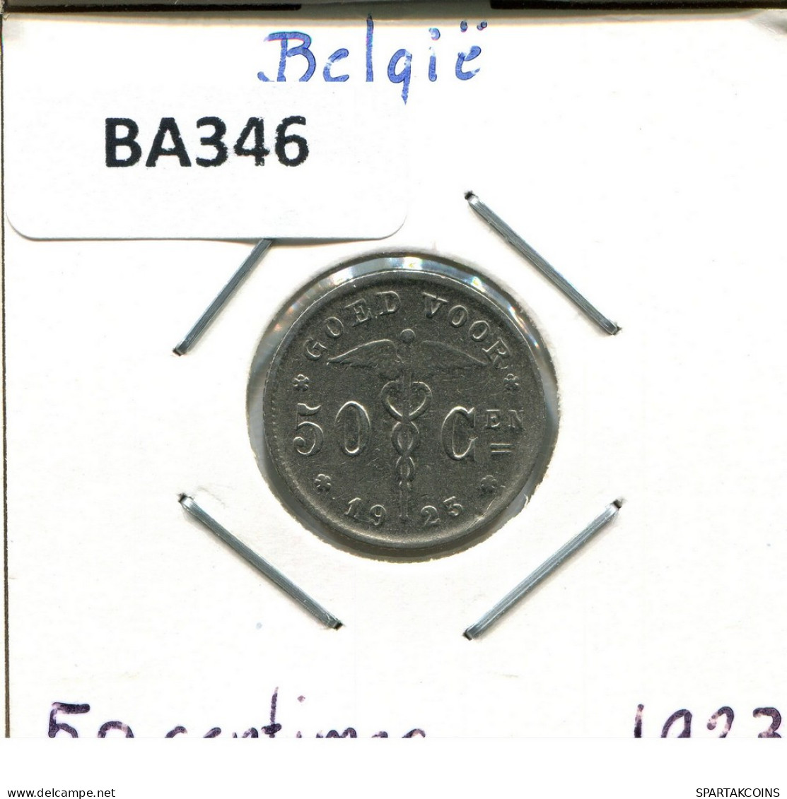 50 CENTIMES 1923 Französisch Text BELGIEN BELGIUM Münze #BA346.D - 50 Cent