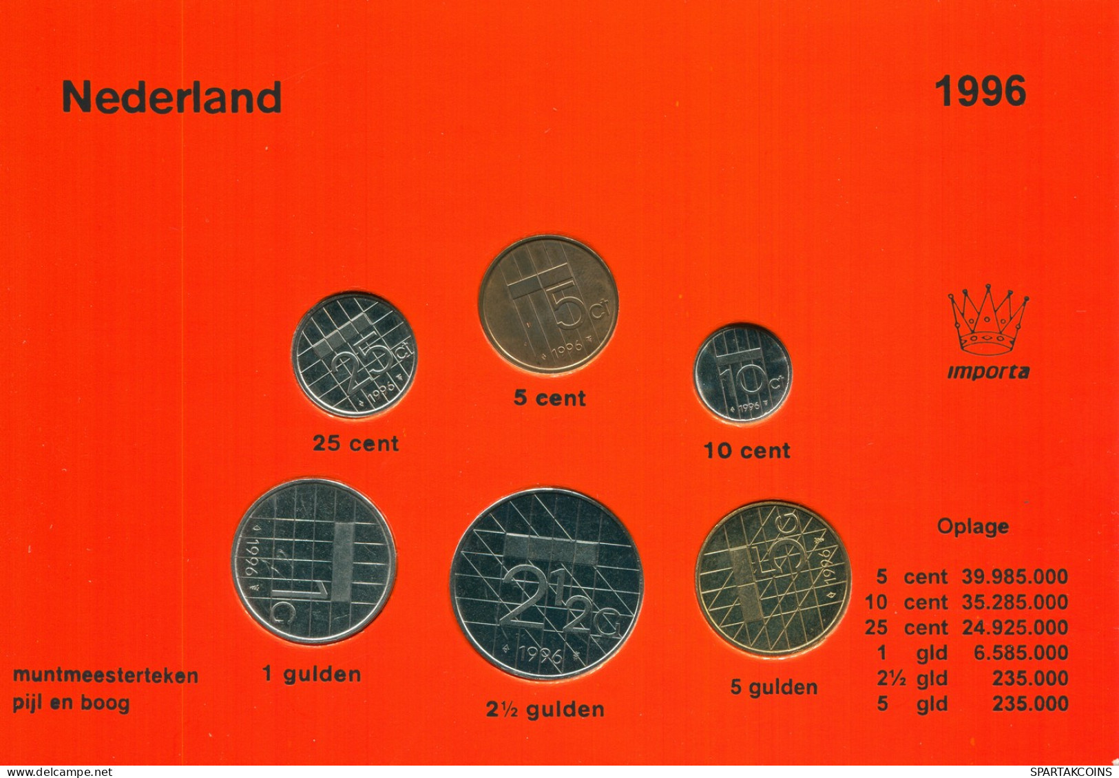 NIEDERLANDE NETHERLANDS 1996 MINT SET 6 Münze #SET1033.7.D - Mint Sets & Proof Sets