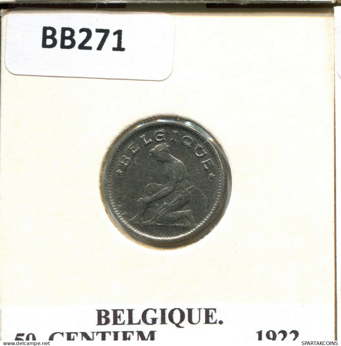 50 CENTIMES 1922 Französisch Text BELGIEN BELGIUM Münze #BB271.D - 50 Cents