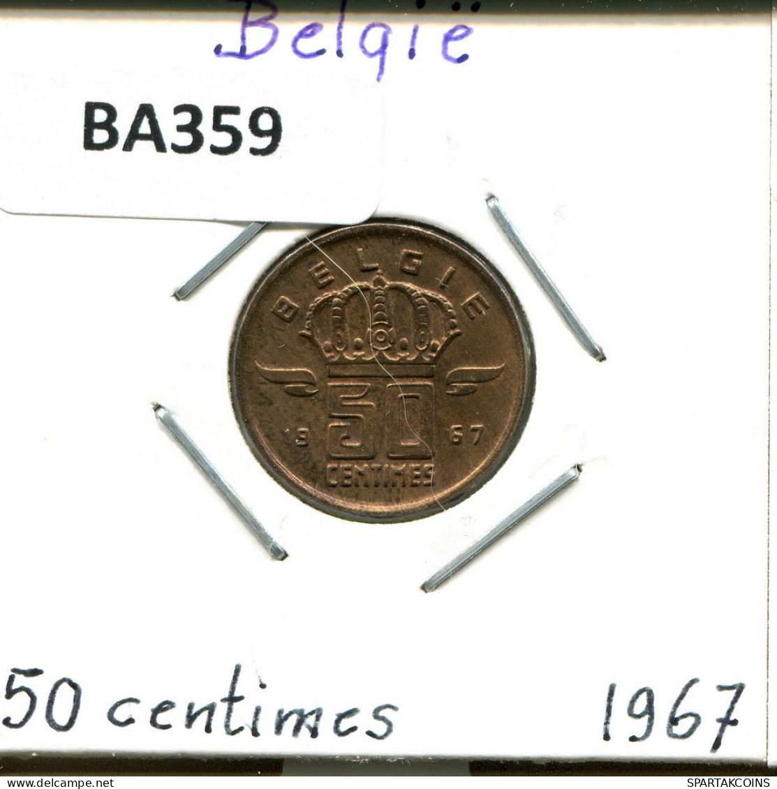 50 CENTIMES 1967 DUTCH Text BELGIEN BELGIUM Münze #BA359.D - 50 Centimes