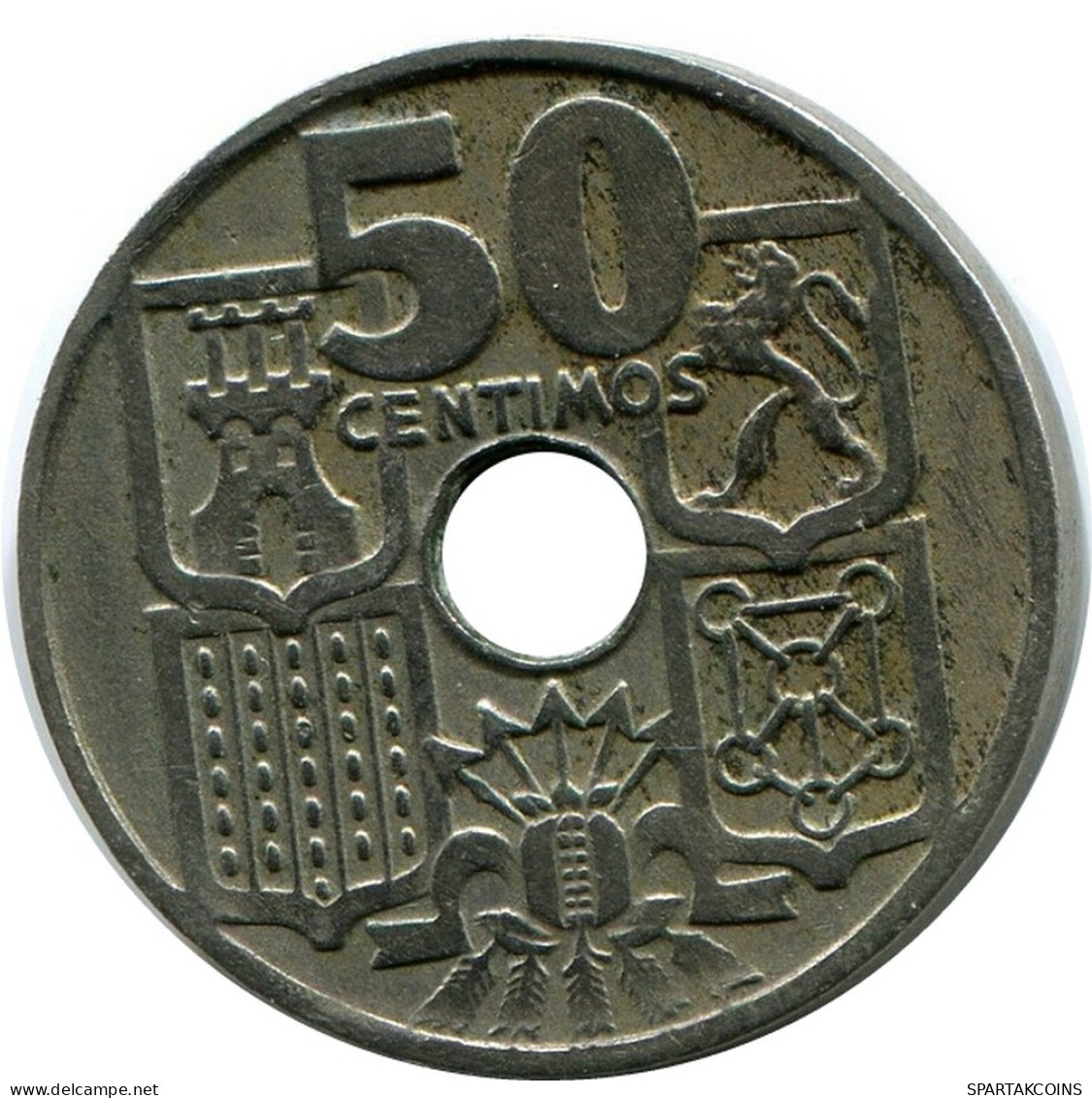 50 CENTIMOS 1949 SPANIEN SPAIN Münze #AR161.D - 50 Centimos