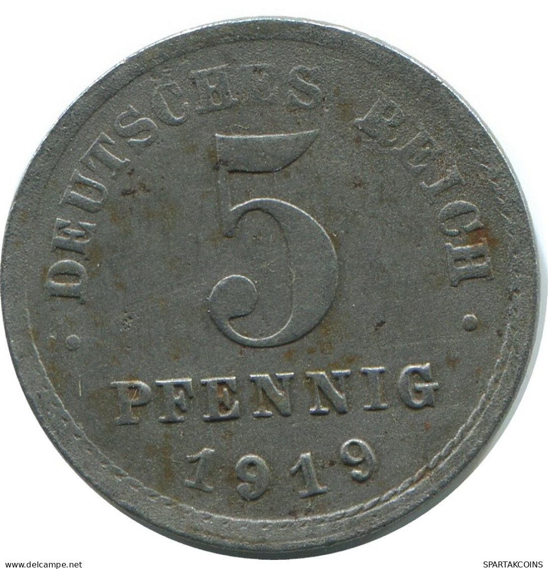 5 PFENNIG 1919 E DEUTSCHLAND Münze GERMANY #AE300.D - 5 Rentenpfennig & 5 Reichspfennig