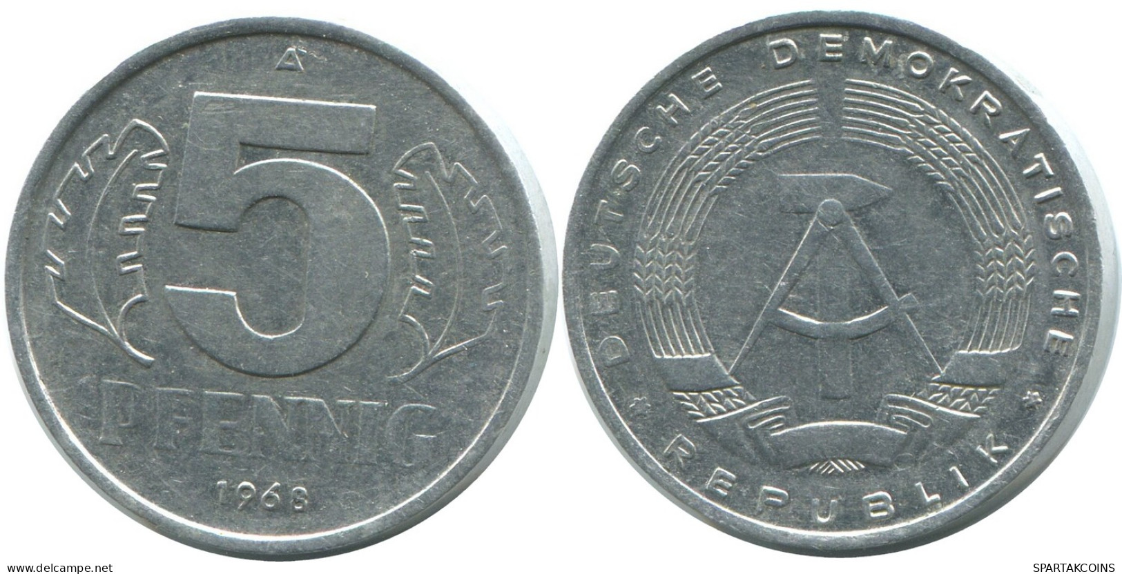 5 PFENNIG 1968 A DDR EAST DEUTSCHLAND Münze GERMANY #AE016.D - 5 Pfennig