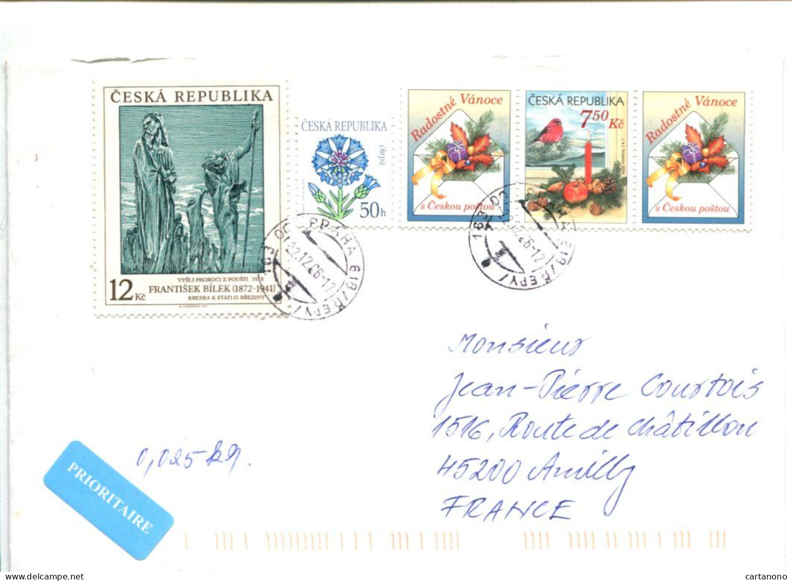 TCHEQUIE- Affranchissement Sur Lettre - Art Fleurs Noël - Other & Unclassified