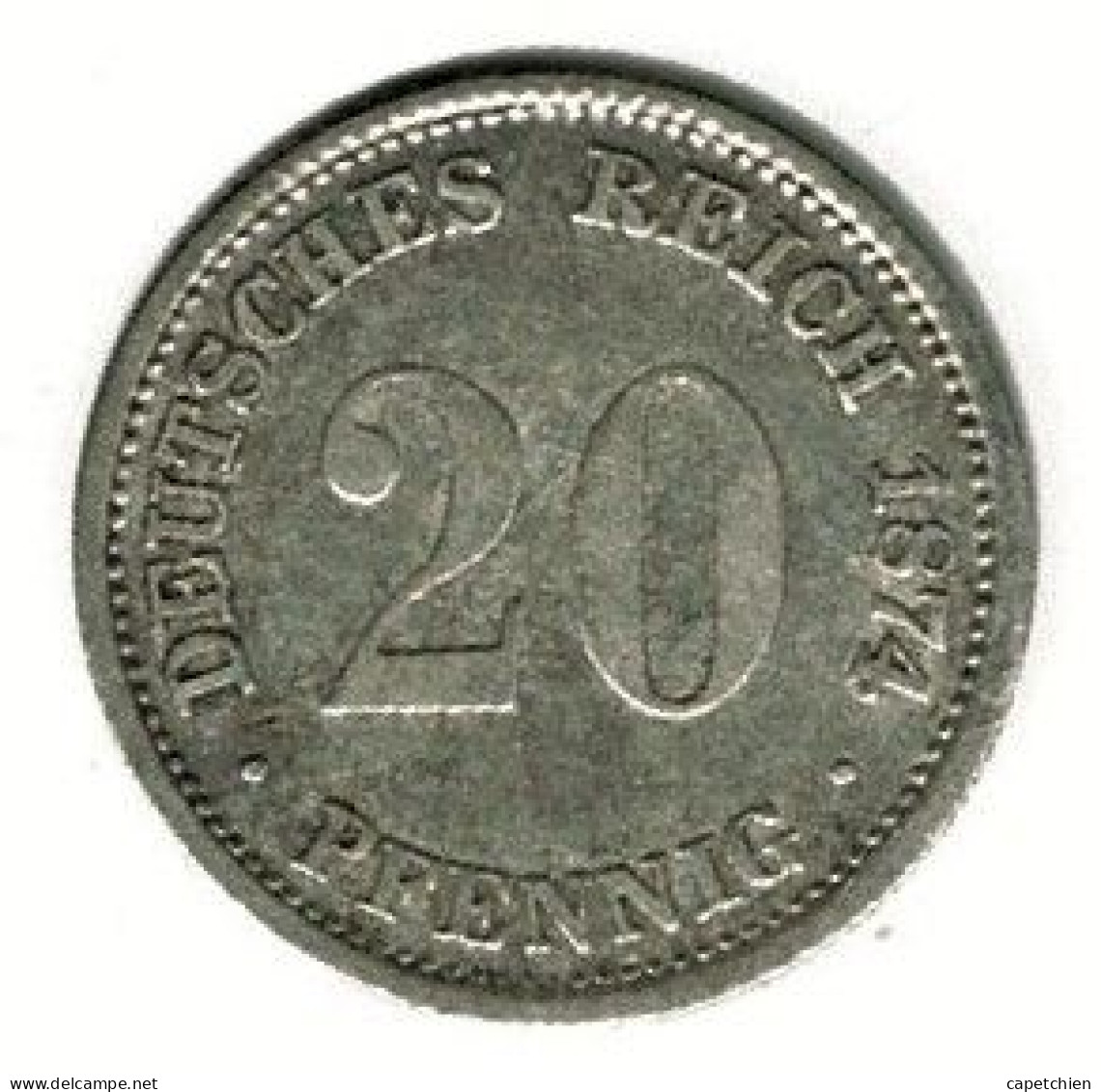 ALLEMAGNE / 20 PFENNIG / 1874 D/ ARGENT / ETAT SUP - 20 Pfennig